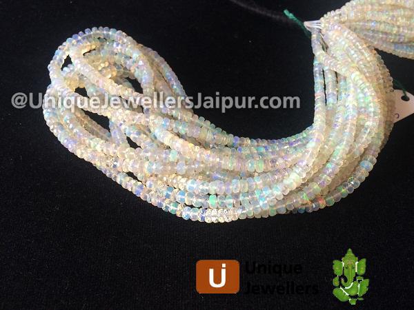 White Ethiopian Opal Faceted Roundelle Beads